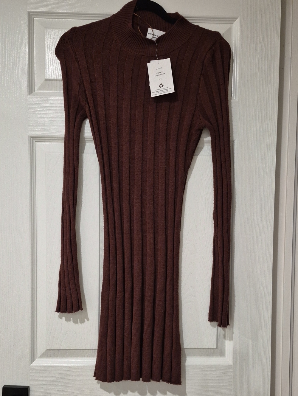 Women’s Ribbed Mock Neck Sweater Dress - Brown